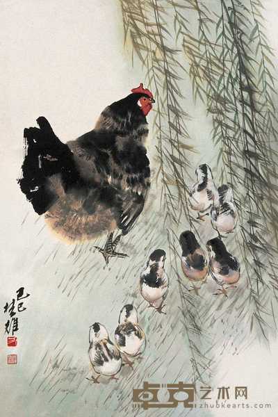 方楚雄 鸡 立轴 68×46cm